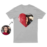 Personalized T-shirt Heart Shaped Sequin with Custom Photo Design Creative Gift for Couples